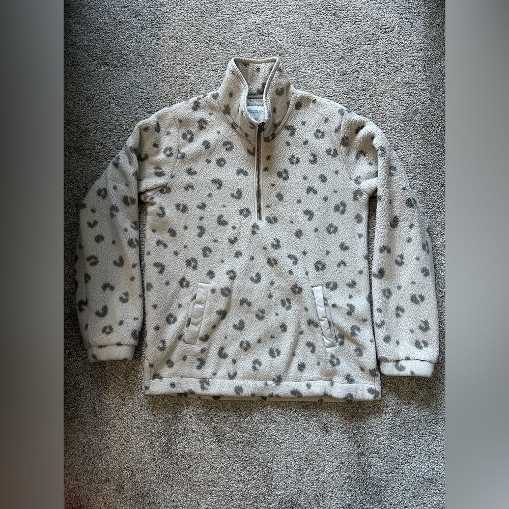 Abercrombie & Fitch Women's Animal Print Sherpa Half-Zip Sweatshirt